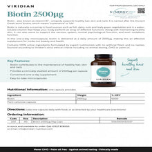 將圖片載入圖庫檢視器 Viridian 生物素 2500微克 植物膠囊 (維他命B) 1 bottle
