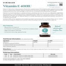 將圖片載入圖庫檢視器 Viridian 維他命E 400iu 植物膠囊 1 bottle
