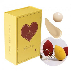 Amortals 爾木萄 心悅美妝蛋海棉套裝心形BB粉撲(黃紅) 2pcs