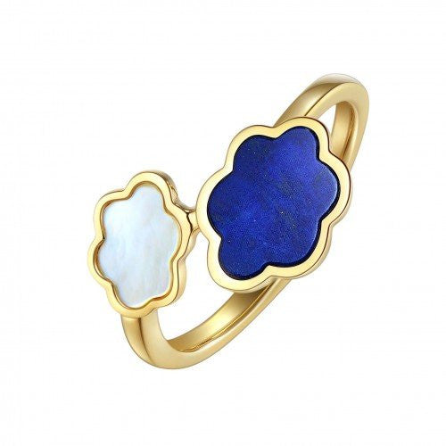 ATTILIO 18K黃色黃金青金石珍珠貝母戒指 (東方炫映 - 雲彩) 1pc