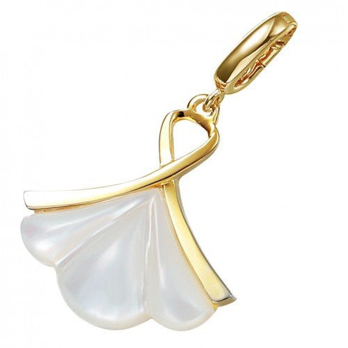 ATTILIO 18K黃色黃金珍珠貝母吊墜 (東方炫映-扇子) 配18K金項鍊 1pc