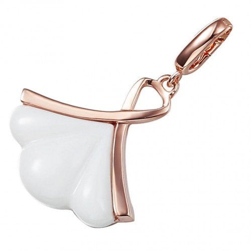 ATTILIO 18K紅色黃金白瑪瑙吊墜(東方炫映系列-扇子) 配18K金項鍊 1pc