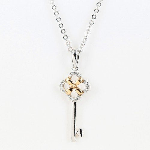 Coronet 冠玲瓏 18K白色/玫瑰色黃金鑰匙鑽石項鍊 1pc