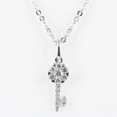 Coronet 冠玲瓏 18K白色黃金精緻鑰匙鑽石項鍊 1pc