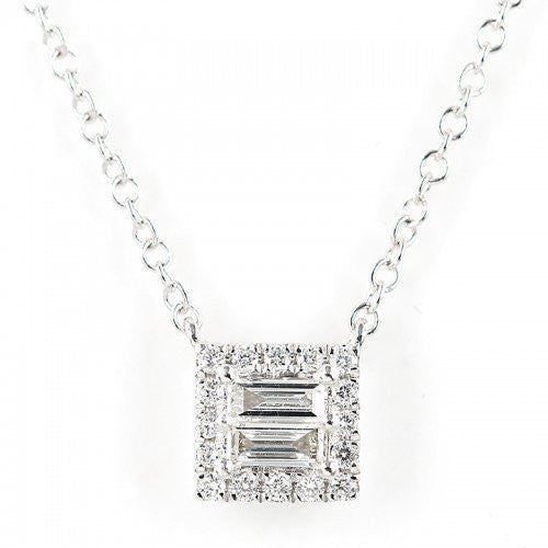 Coronet 冠玲瓏 18K白色黃金方形鑽石項鍊 1pc