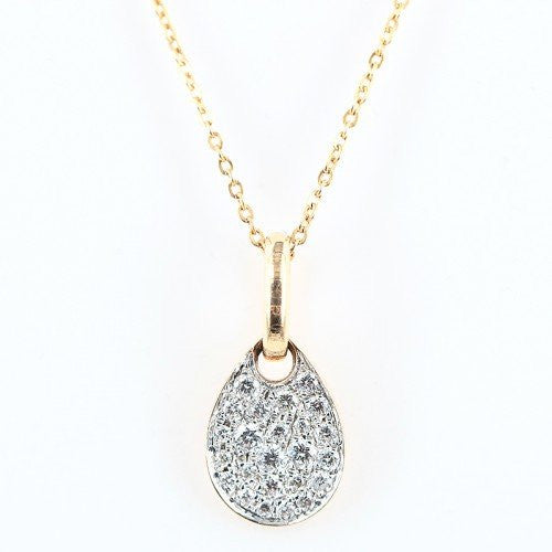 Coronet 冠玲瓏 18K玫瑰色黃金梨形密鑲鑽石項鍊 1pc