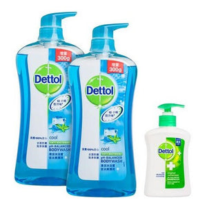 Dettol 滴露 沐浴露清涼(淺藍)優惠裝 950克 x 2支 (送潔手液 150g) (950g x2) +150g