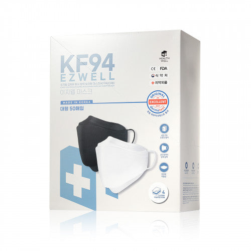 EZWELL KF94 四層防護3D立體口罩 (黑色) 50pcs/盒
