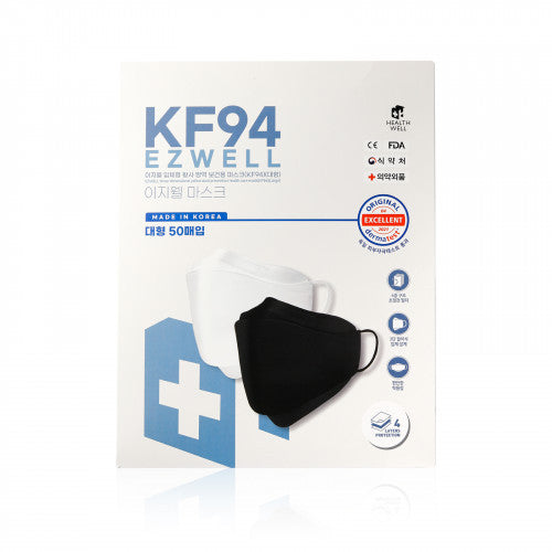 EZWELL KF94 四層防護3D立體口罩 (黑色) 50pcs/盒