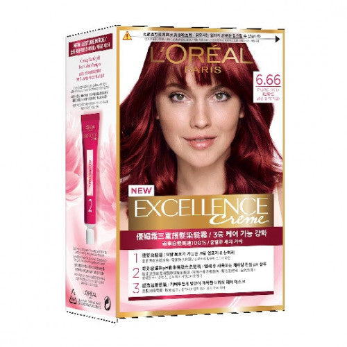 L'Oreal 歐萊雅 優媚霜 三重護髮染髮霜 (#6.66楓葉紅色) 1pc