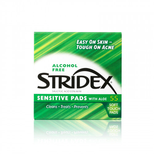STRIDEX 抗痘/去黑頭潔面片(不含酒精)- 敏感肌膚適用 水楊酸0.5%+蘆薈精華和金縷梅水 55pcs